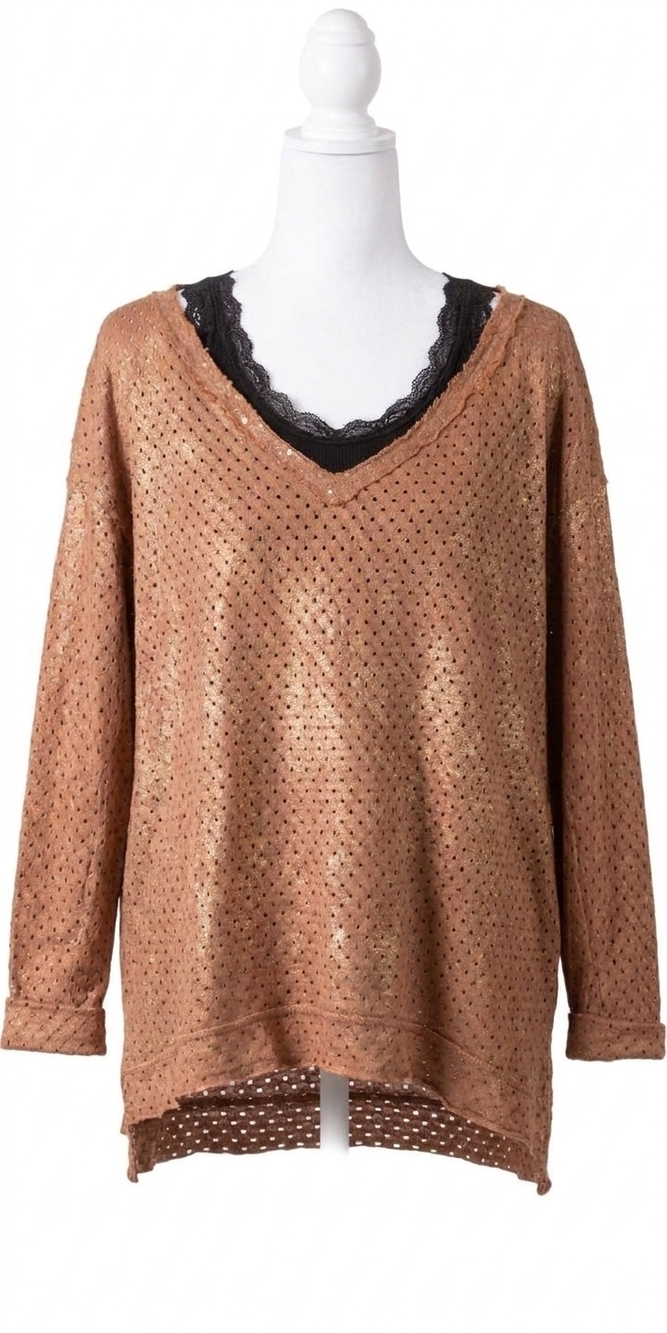 NEW GIGI MODA il foro long sleeve top in rust